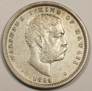 1883年ハワイ銀貨ハーフ1/2ドル50セント硬貨 XF/AU キングカラカウア