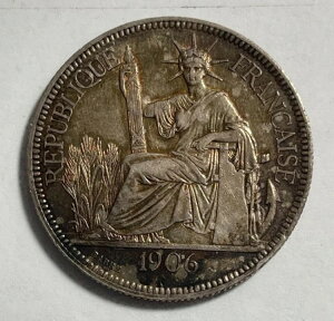 インドシナ 1906 ピアストレ チョイス AU (#2088) シルバー 素敵な魅力的なオリジナルコイン。