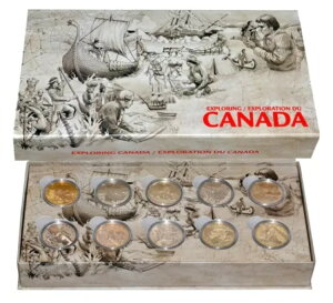 カナダ 15ドル 2014年 銀貨 7.45オンス 10枚プルーフコインセット「Exploring Canada」デラックスボックス入り