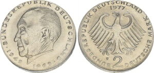 2 DM Adenauer 1977 F Lack Coinage On Artfremdem Schr?tling No Randschr (50296)