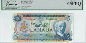 1972 BOC $5ABC-48b / BC-50aA-N5-ii Ser#SX 0000046 Law/BouALEGACY 65PPQ