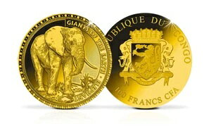 2021年 コンゴゾウ 999 金貨 1/50オンス アフリカ ビッグファイブ 野生動物 WWF 100フラン