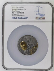 2023年 ニウエ ビハインド・ザ・マスク 2オンス 銀メッキアンティークコイン NGC MS70 FR