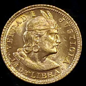 ペルー - 1907年 (G-O-Z-F) - 1/5 リブラ (金) - 優れた歴史的金貨