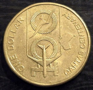 2020年カンタス航空100周年記念1ドル硬貨。発行枚数わずか200万枚という希少品。