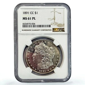 アメリカ 1ドル リバティ モルガン ダラー CC MS61 PL NGC 銀貨 1891年
