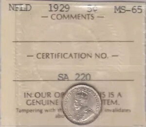 1929�N�j���[�t�@���h�����h5�Z���g - ICCS MS 65 �F��ԍ�: SA 220