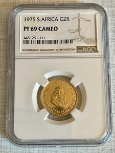 南アフリカ 1975年 2ランド金貨 NGC PF69 カメオ SKU# 6099