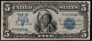 1899 $5 ???? (( �C���f�B�A���`�[�t )) �h���� (( �A�C�A�s�[�� �V���o�[�ؖ��� ))
