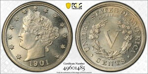 1901 プルーフ リバティ V ニッケル PCGS PR67 CAC - スーパー PQ!