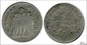�t�����X 5�t���� L'An 9�N 1800-01 �o�C�����k / 24.75 Gr. ��� BC