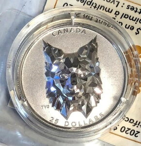 2020年 カナダ産 多面的動物の頭部:オオヤマネコ 1オンス .9999 銀貨