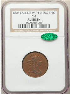 1806�N 1/2�Z���g �h���[�v�o�X�g �n�[�t�Z���g NGC AU-58 - C4