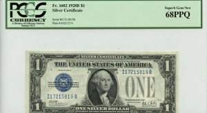 1928B 1hݏؖ u[V[ FR#1602 PCGS X[p[uWF 68 PPQ