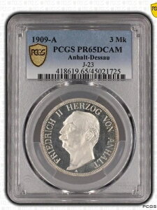 Ang t[hq2 3 }[N 1909 f炵W{ PCGS PR65DCAM Vo[v[t J 23-