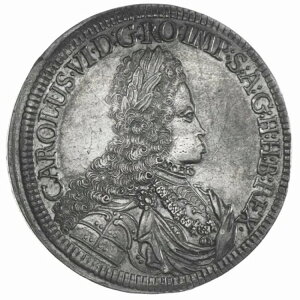 シルバー ダブル ターラー VZ、状態良好、魅力的な緑青、エンボス加工。