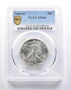 1941-S ウォーキング・リバティ・ハーフダラー MS66 PCGS PQ 7 *7256 のように見える