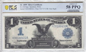 1899年 1ドル銀券 ブラックイーグル FR#236 PCGS AU58 PPQ R38188402A