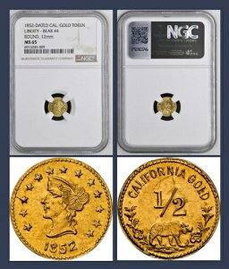 ���i�ʁI1852�N�J���t�H���j�A�S�[���h�A���o�e�B�A#4 / NGC MS65 HR7
