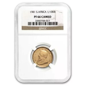 1981年南アフリカ 1/10オンス金貨 クルーガーランド PF-66 カメオ NGC