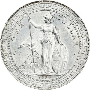 イギリス:ジョージ5世貿易ドル 1929-B、NGC MS-62、ボンベイ造幣局。魅力的!