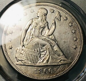 1860�N O ���ȃ��o�e�B�h�� 50�Z���g PCGS AU �ڍ� 90%��� �č��R�C�� CC26660