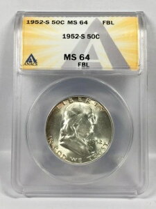 1952-S �t�����N���� �V���o�[ �n�[�t�_���[ ANACS MS64 FBL �t���x�����C�� 7EGC25