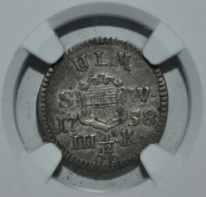 German States ULM 3-1/2 Kreuzer-2-1/2 Kreuzer 1758 NGC XF45 gbv|bv