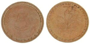 Frg 5 Pfennig 1950 G �s���ݕ�: Fremder Schr?tling XF 56060