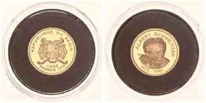 ベナン 1500フラン 2005年 1/25オンス金貨 - アルベルト・シュバイツァー PP カプセル入り 119442