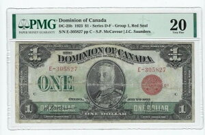 1923�N �J�i�_�̓y DC-25b�A$1 Ser D-F�AGr 1 ���b�h�V�[�� SN#E-305827 PMG VF-20