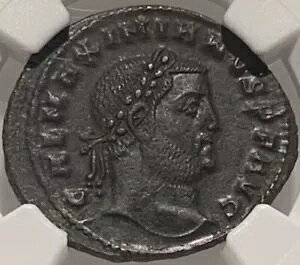 GALERIUS �{���̌Ñ� 308AD Cyzicus ANTIQUE Roman Coin GENIUS NGC AU