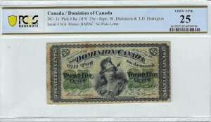 1870�N �J�i�_������ ?25 DC-1c PCGS VF-25 �v���[�� �v���[�g���^�[�Ȃ��A�y���ȉ��ꂠ��