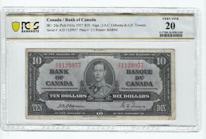 1937N BOC BC-24aA$10 Osb/Tow SN A/D 1129957 PCGS VF-20