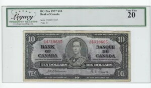 1937N Ji_s BC-24aA$10 Osb/Tow SN AD 4319605 KV[ VF-20