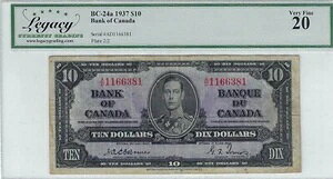1937 BOC BC-24aA$10 Osb/Tow SN A/D 1166381 LEGACY VF-20