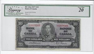 1937N Ji_s BC-24aA$10 Osb/Tow SN A/D 3329566 LEGACY VF-20 Rg