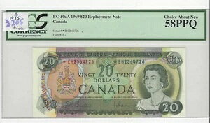 1969 BOC BC-50aA�A$20 Bea/Ras SN: *E/H 2564726 PCGS AU-58 PPQ Repl�B���L
