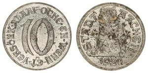 �A�[�w���ANotgeld-Probe To 10 Pfennig�A1920 Xf-Bu�A�����ȃX�|�b�g 85018
