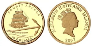 ピトケアン諸島 10ドル 2008年 1/25オンス 金貨 プルーフ カプセル入り 125325-