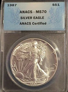 :1987 �A�����J�� �V���o�[ �C�[�O�� 1�I���X ANACS �p�[�t�F�N�g MS-70 �g�b�v�|�b�v �ō��O���[�h