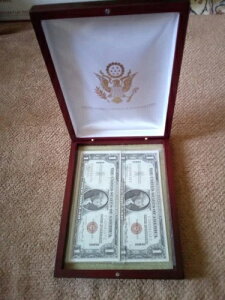 1935年 1ドル銀貨証明書 ハワイ紙幣2枚連券、ジェム、ギフトセット