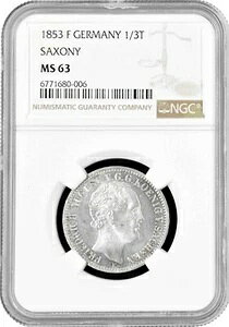 �U�N�Z�� 1/3 �^�[���[ 1853 F�ANGC MS63�A�u�t���[�h���q�E�A�E�O�X�g 2 ���i1836 - 1854�j�v