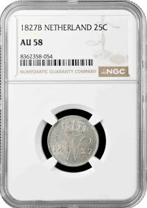 �I�����_ 25�Z���g 1827 B�ANGC AU58�A�u�E�B���A��1���i1815-1840�j�v�g�b�v�|�b�v 1/0