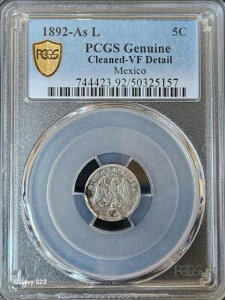 1892-As L 5 Centavos Alamos�A���L�V�R PCGS Genuine-VF Detail 13k �����L�[���t