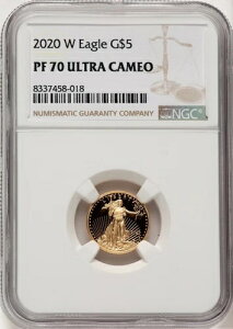 2020-W 5ドル 1/10オンス 金貨 イーグル ブラウンラベル NGC PF70 (520505052)