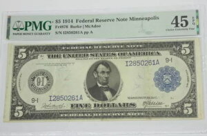 V[Y 1914 Lrg Sz u[V[ $5 FRN 9-I ~lA|X PMG 45 Ch Ex Fine EPQ Fr#876