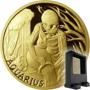 56 ゴールド 1/10 オンス アクエリアス ゾディアック メメント・モリ 2015 スカル .9999 ゴールド 16.5mm 3.11g