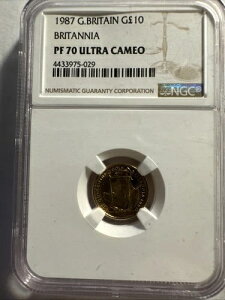 イギリス 1987年 ブリタニア 10ポンド 1/10オンス 金貨 NGC PF70 UC