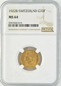 1922 B XCX 10t 0.900  NGC MS 64 wFeBA x KM# 36